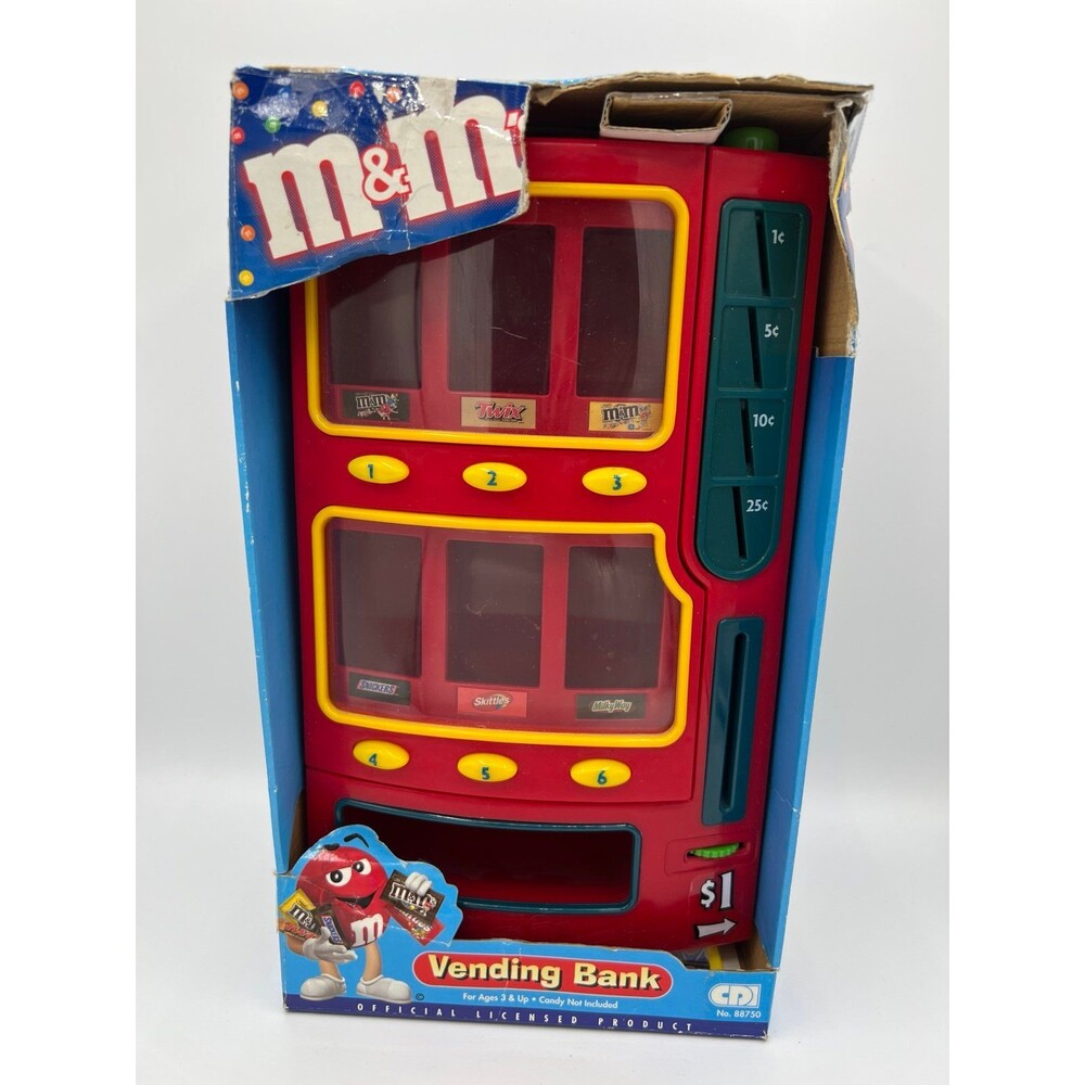 Vintage 2007 M&M's Mars Candy Vending Machine Coin Bank Dispenser In Box